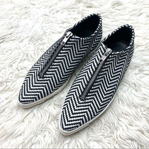 RARE Stella McCartney Medusa Black White Woven Zipper Loafer Sneaker